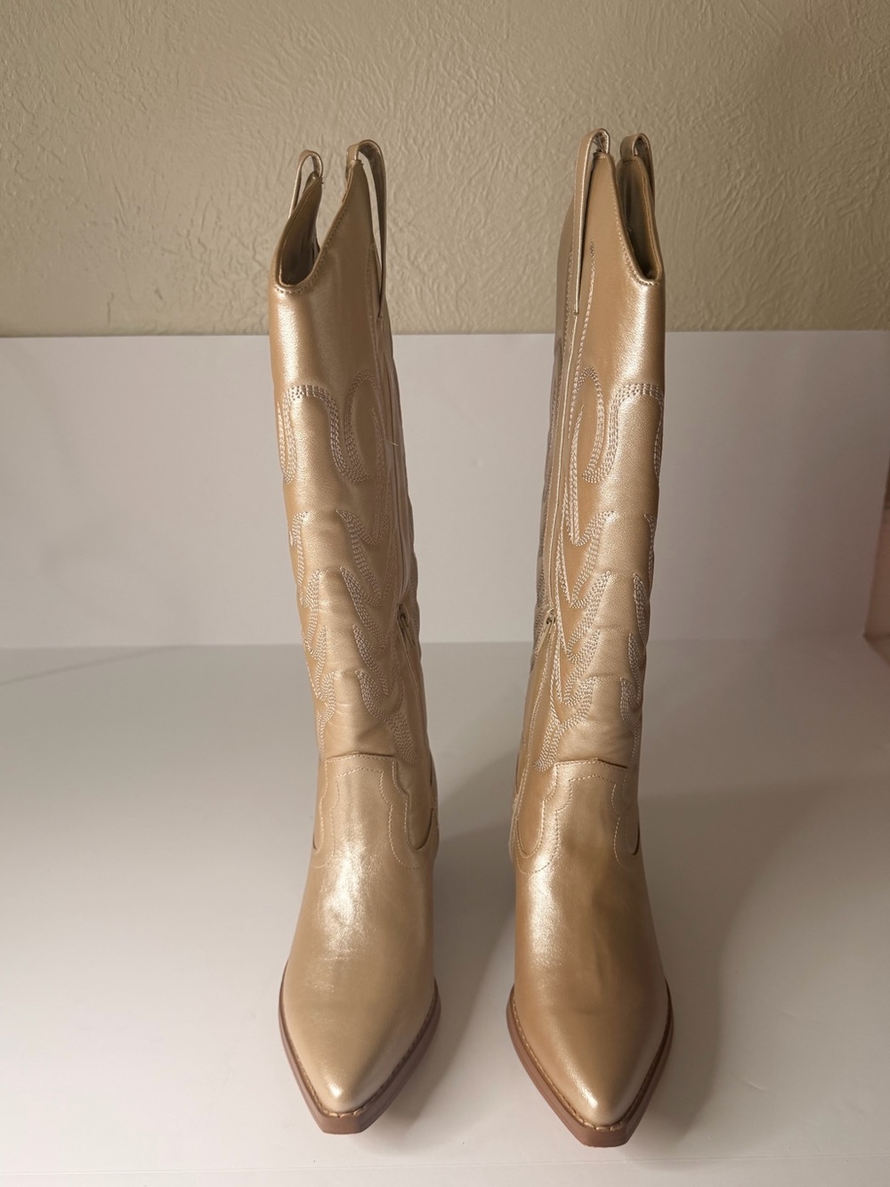 Coconuts by Matisse Metallic Cream Pointed-Toe Over-The-Knee Boots